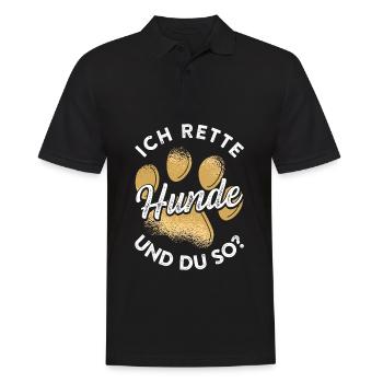 Ich Rette Hunde Und Du So? Tierrettung - Männer Poloshirt - Schwarz - Vorne - Kai (181cm)