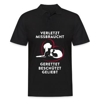 Verletzt Missbraucht Gerettet Beschützt Geliebt - Männer Poloshirt - Schwarz - Vorne - Kai (181cm)