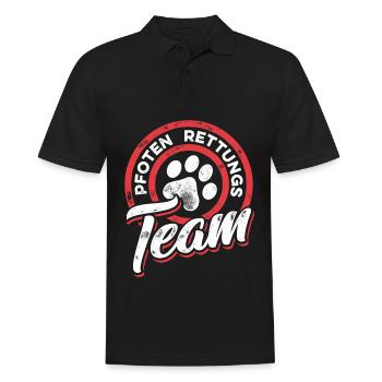 Pfoten Rettungs Team Tierrettung Tierschutz - Männer Poloshirt - Schwarz - Vorne - Kai (181cm)