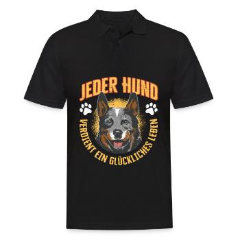 Jeder Hund Verdient Ein Glückliches Leben - Männer Poloshirt - Schwarz - Vorne - Kai (181cm)
