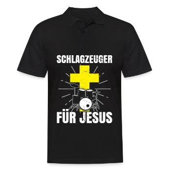 Schlagzeuger für Jesus Schlagzeug Spielen - Männer Poloshirt - Schwarz - Vorne - Kai (181cm)