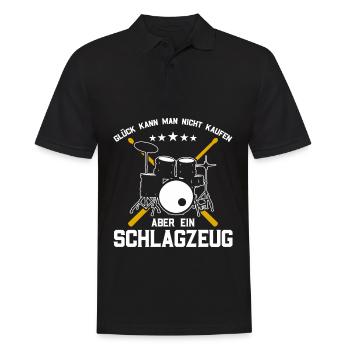 Glück Kann Man Nicht Kaufen Aber Ein Schlagzeug - Männer Poloshirt - Schwarz - Vorne - Kai (181cm)