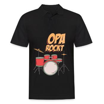 Opa Rockt Schlagzeug Spielen Schlagzeuger - Männer Poloshirt - Schwarz - Vorne - Kai (181cm)