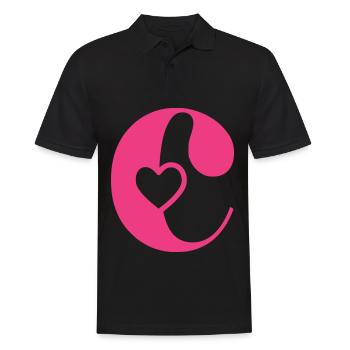Buchstabe c Anfangsbuchstabe mit Herz - Männer Poloshirt - Schwarz - Vorne - Kai (181cm)