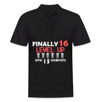 16. Geburtstag, Gamer Geburtstag, Gamer 16 - Männer Poloshirt - Schwarz - Vorne - Kai (181cm)
