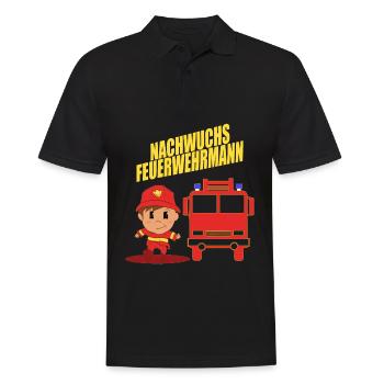 Nachwuchs Feuerwehr Feuerwehrauto Traumberuf Kind - Männer Poloshirt - Schwarz - Vorne - Kai (181cm)