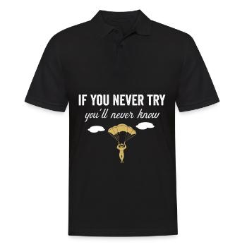 Fallschirmspringer Shirt Fallschirmsprung Spruch - Männer Poloshirt - Schwarz - Vorne - Kai (181cm)