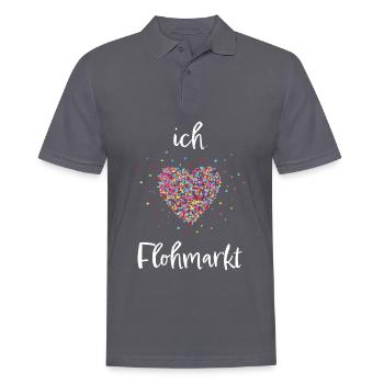 Flohmarkt Herz Schnäppchenjagd Geschenk - Männer Poloshirt - Anthrazit - Vorne - Nico (186cm)
