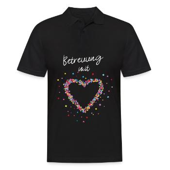Betreuung mit Herz Pflegekraft MFA - Männer Poloshirt - Schwarz - Vorne - Kai (181cm)
