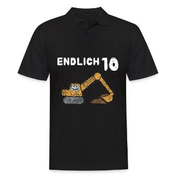 Endlich 10 Zehnter Geburtstag Bagger - Männer Poloshirt - Schwarz - Vorne - Kai (181cm)