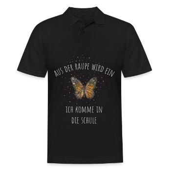 Einschulung Schulkind Schmetterlinge - Männer Poloshirt - Schwarz - Vorne - Kai (181cm)