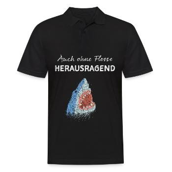 Weisser Hai Haie Haifisch Hailiebhaber - Männer Poloshirt - Schwarz - Vorne - Kai (181cm)