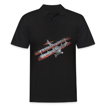 Flugzeug Doppeldecker Modellflieger - Männer Poloshirt - Schwarz - Vorne - Kai (181cm)