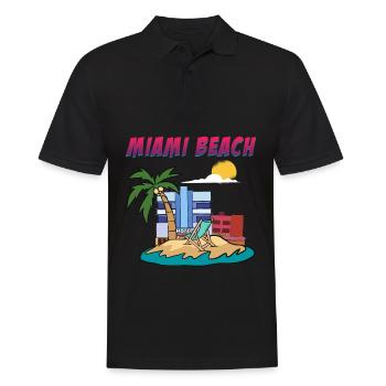 Miami Beach Floride Vacances - Polo Homme - noir - Devant - Kai (181cm)