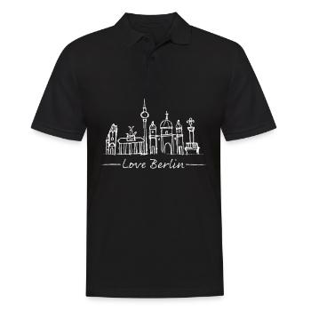 Berlin Skyline Silhouette Städtetrip Deutschland. - Männer Poloshirt - Schwarz - Vorne - Kai (181cm)