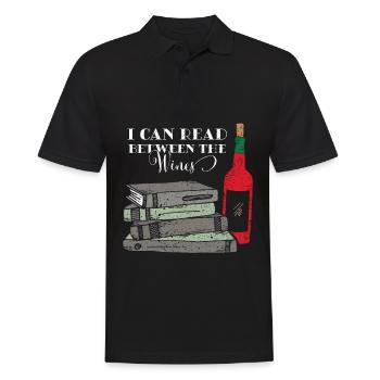 Bücher Lesen Wein Weinliebhaber Bücherwurm Buch - Männer Poloshirt - Schwarz - Vorne - Kai (181cm)