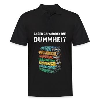 Lesen gefährdet die Dummheit Bücher Literatur - Männer Poloshirt - Schwarz - Vorne - Kai (181cm)