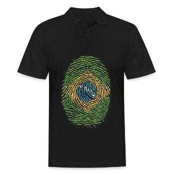 Brasilien Brasilianisch Fingerabdruck Flagge - Männer Poloshirt - Schwarz - Vorne - Kai (181cm)