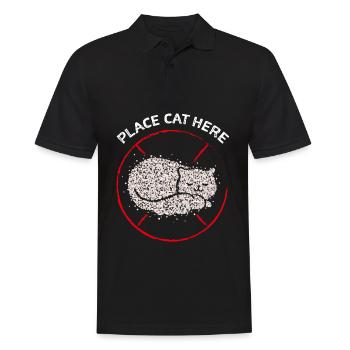 Katzenpapa Katzenhaare Katzenbesitzer Katzenfreund - Männer Poloshirt - Schwarz - Vorne - Kai (181cm)