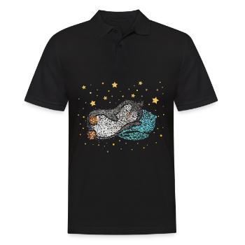 Cuddly Shirt Sleeping Shirt Penguin Morning Muffle - Men's Polo Shirt - black - Front - Kai (181cm)