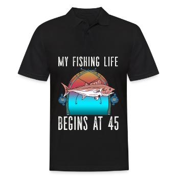 Fisherman's birthday 45 Fishing 45th angler - Men's Polo Shirt - black - Front - Kai (181cm)