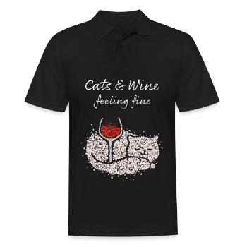 Wine Vino Wine Lover Cat Owner Cat Cat - Men's Polo Shirt - black - Front - Kai (181cm)