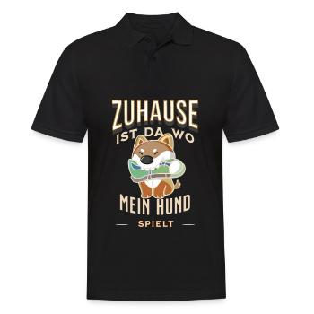 Zuhause ist da wo mein Hund spielt T-Shirt - Männer Poloshirt - Schwarz - Vorne - Kai (181cm)