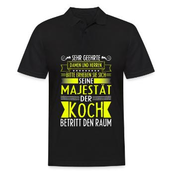 Lustiges Koch Geschenk DER KOCH BETRITT DEN RAUM - Männer Poloshirt - Schwarz - Vorne - Kai (181cm)