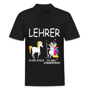 Lustiges Lehrer Lehrerin Schule Einhorn Geschenk - Männer Poloshirt - Schwarz - Vorne - Kai (181cm)