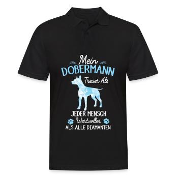 Lustiges Dobermann Hund Spruch Damen Herren - Männer Poloshirt - Schwarz - Vorne - Kai (181cm)