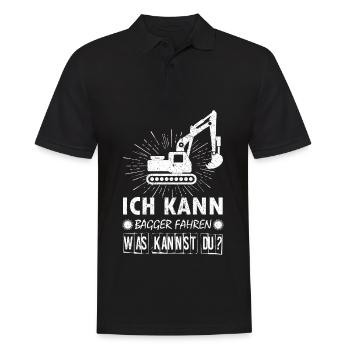 Baggerfahrer Bagger baggern · Kann Bagger fahren - Männer Poloshirt - Schwarz - Vorne - Kai (181cm)
