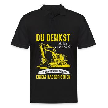 Baggerfahrer Bagger Baggerführer baggern ·Verrückt - Männer Poloshirt - Schwarz - Vorne - Kai (181cm)