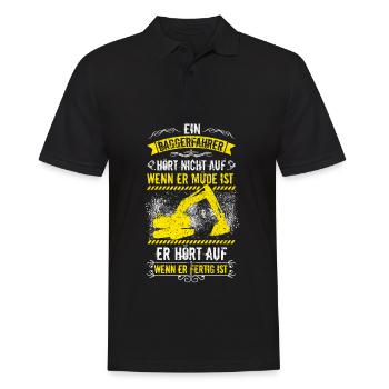 Baggerfahrer Bagger Baggerführer baggern · Müde - Männer Poloshirt - Schwarz - Vorne - Kai (181cm)