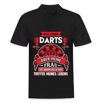 Dart Darts darten Geschenk Shirt·Frau Volltreffer - Männer Poloshirt - Schwarz - Vorne - Kai (181cm)