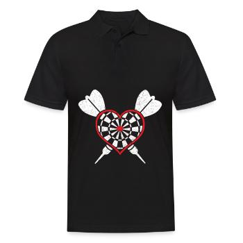 Dart Darts darten Geschenk Shirt · Herz Love - Männer Poloshirt - Schwarz - Vorne - Kai (181cm)