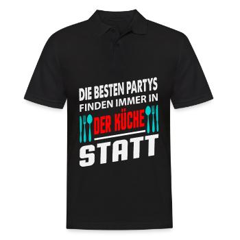Die Besten Partys Finden Immer In Der Küche Statt - Männer Poloshirt - Schwarz - Vorne - Kai (181cm)
