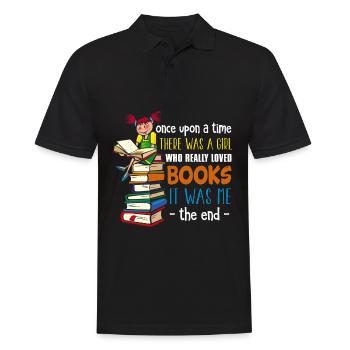 Once upon a time there was a girl who loved books - Men's Polo Shirt - black - Front - Kai (181cm)