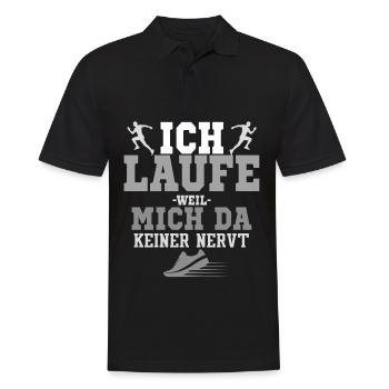 Joggen - Ich Laufe Weil Mich Da Keiner Nervt - Männer Poloshirt - Schwarz - Vorne - Kai (181cm)