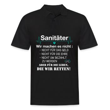 Sanitäter - Wir Machen Es Für Das Leben - Männer Poloshirt - Schwarz - Vorne - Kai (181cm)