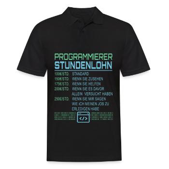 Programmierer Stundenlohn - Männer Poloshirt - Schwarz - Vorne - Kai (181cm)