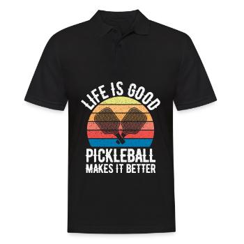 Pickleball - Men's Polo Shirt - black - Front - Kai (181cm)