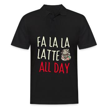 Fa la la Latte den ganzen Tag!, Weihnachtskaffee - Männer Poloshirt - Schwarz - Vorne - Kai (181cm)