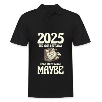 2025 Das Jahr in dem ich an meine Zielen festhalte - Männer Poloshirt - Schwarz - Vorne - Kai (181cm)