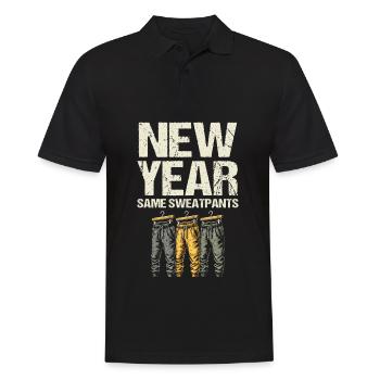 Neujahrs-Same-Jogginghose, Humor-Neujahrsstimmung - Männer Poloshirt - Schwarz - Vorne - Kai (181cm)