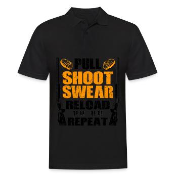 Skeet Sprüche | Wurfscheiben Tontaube Geschenkidee - Männer Poloshirt - Schwarz - Vorne - Kai (181cm)