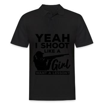 Wurfscheibenschießen Sprüche | Skeet Geschenkideen - Männer Poloshirt - Schwarz - Vorne - Kai (181cm)