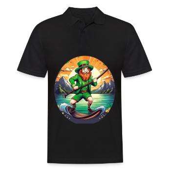 St. Patrick's Day Shamrock Stand Up Paddle SUP - Men's Polo Shirt - black - Front - Kai (181cm)