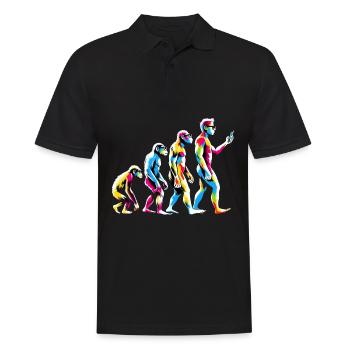 Evolution des Menschen zum Handy Nerd Geek Affe - Männer Poloshirt - Schwarz - Vorne - Kai (181cm)