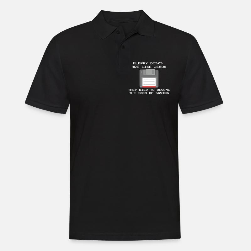 Nerd und Computer Profis - floppy disks like Jesus - Männer Poloshirt - Schwarz