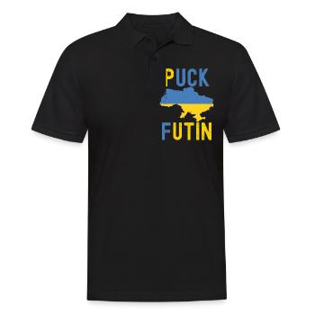 FK Putin, Puck Futin, Stand with Ukraine, Anti War - Men's Polo Shirt - black - Front - Kai (181cm)